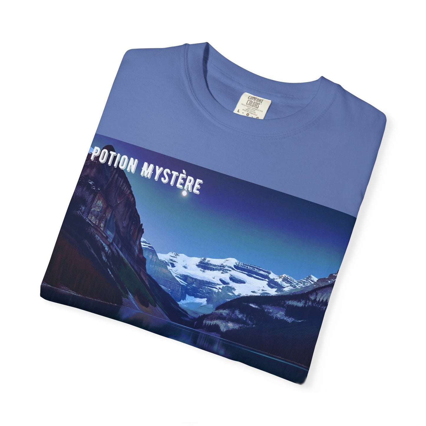 Mystical Lake Louise T-Shirt, Unisex Garment-Dyed Tee, Nature Lover Gift, Serenity in Adventure Apparel, Travel Fashion, Cool Summer Shirt