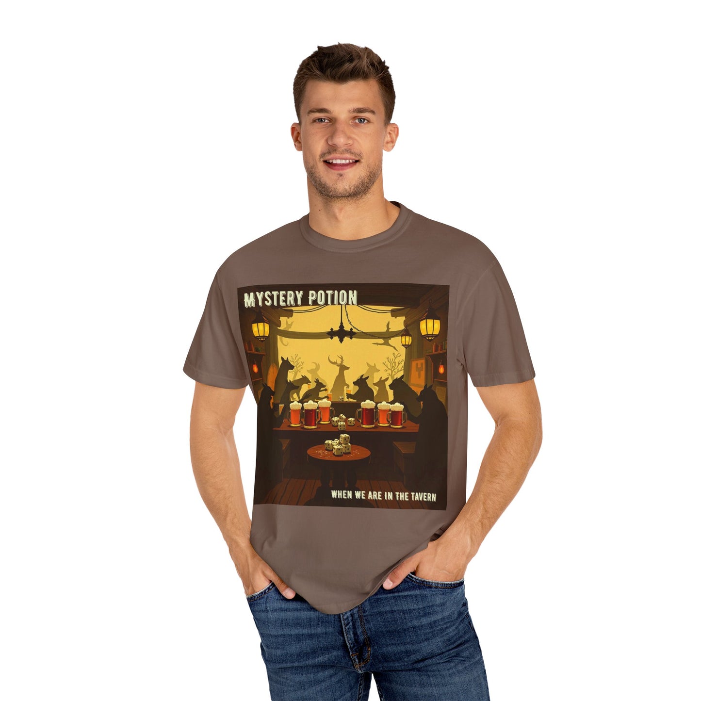 'When We Are In The Tavern' by Mystery Potion, Party T-Shirt, Unisex Garment-Dyed Tee for Tavern Lovers, Fun Drinking Wear, Retro Bar Apparel, Unique Gift for Celebrations