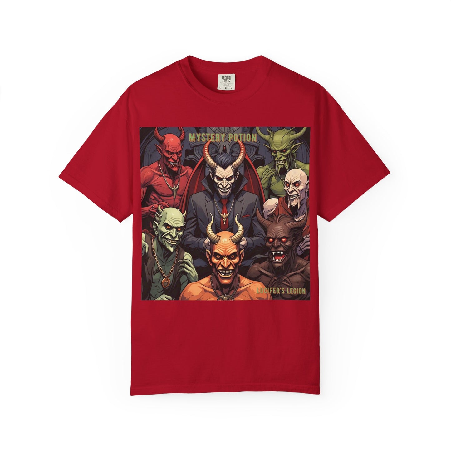 'Lucifer's Legion' by Mystery Potion, Unisex T-Shirt, Devil-Inspired Tee, Halloween Shirt, Comic Book Merch, Gift for Fans