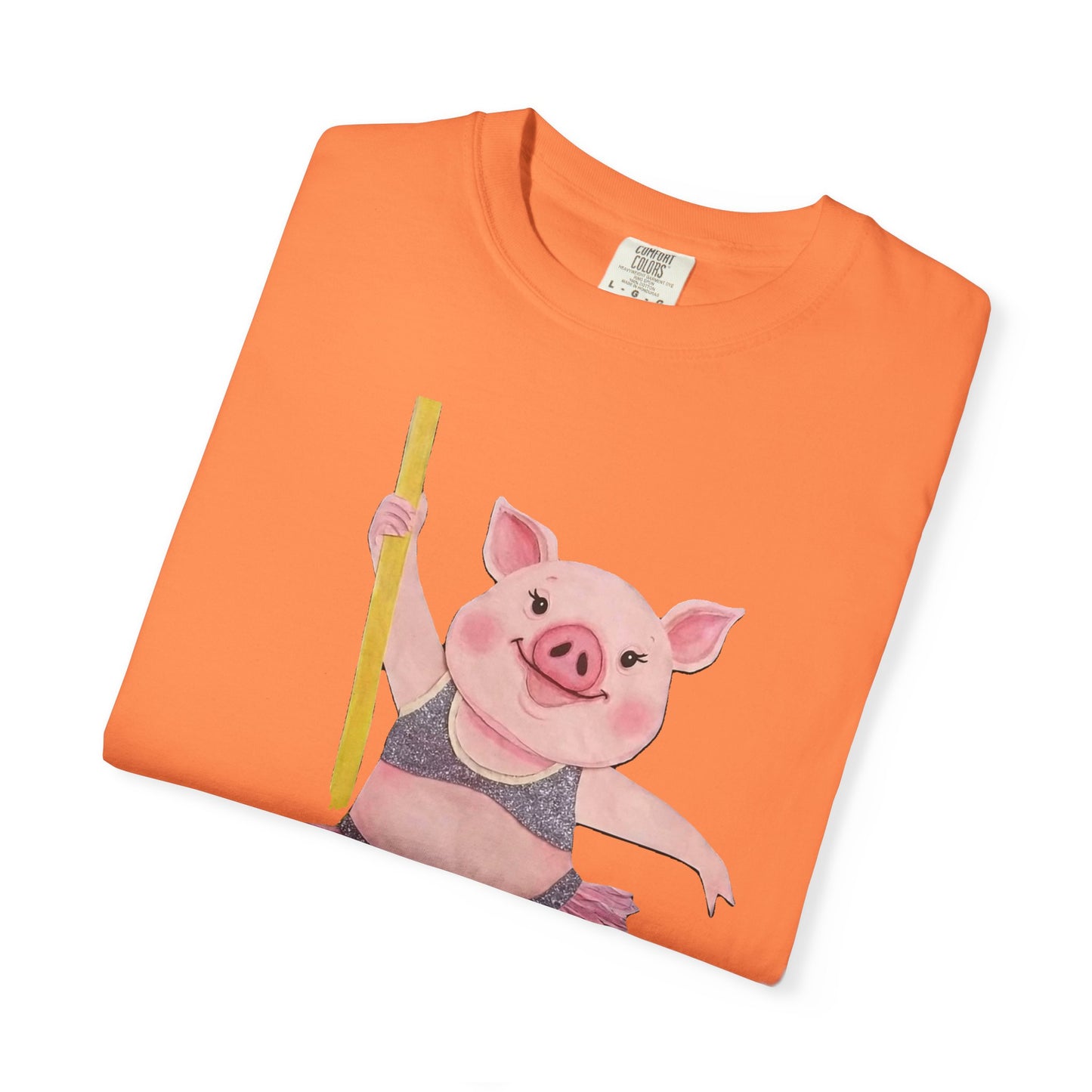 'Playful Pig' T-Shirt, Fun Graphic Tee, Animal Lover Gift, Unique Apparel, Funny T-Shirt, Cute Pig Shirt, Pole-Dancers and Pole Dancing Pig.