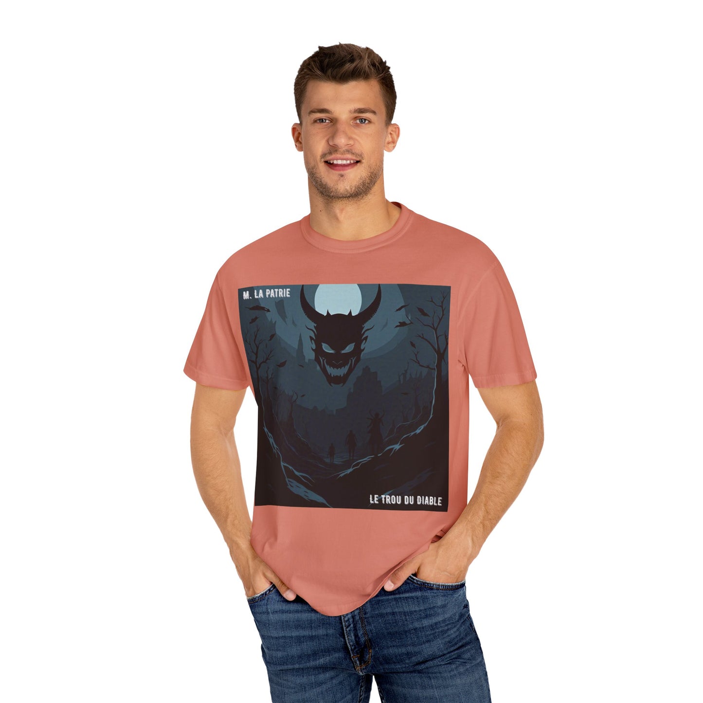 Mysterious Graphic Tee, Unisex Garment-Dyed T-Shirt, Dark Fantasy Shirt, Gift for Adventurers, Halloween Apparel, Unique Artwear