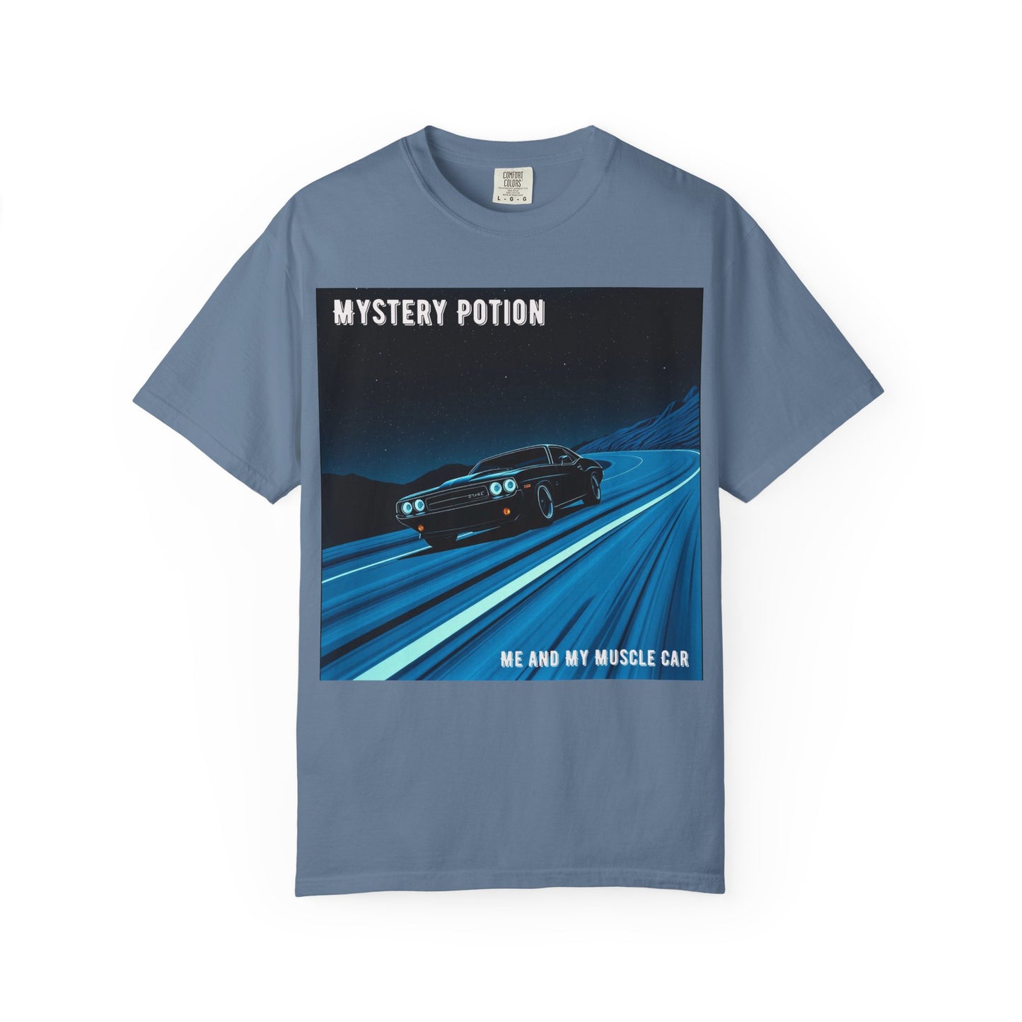 Mystery Potion Muscle Car T-Shirt | Unisex Garment-Dyed Tee, Vintage Car Lover Gift, Perfect for Car Shows, Birthday Gift, Casual Wear