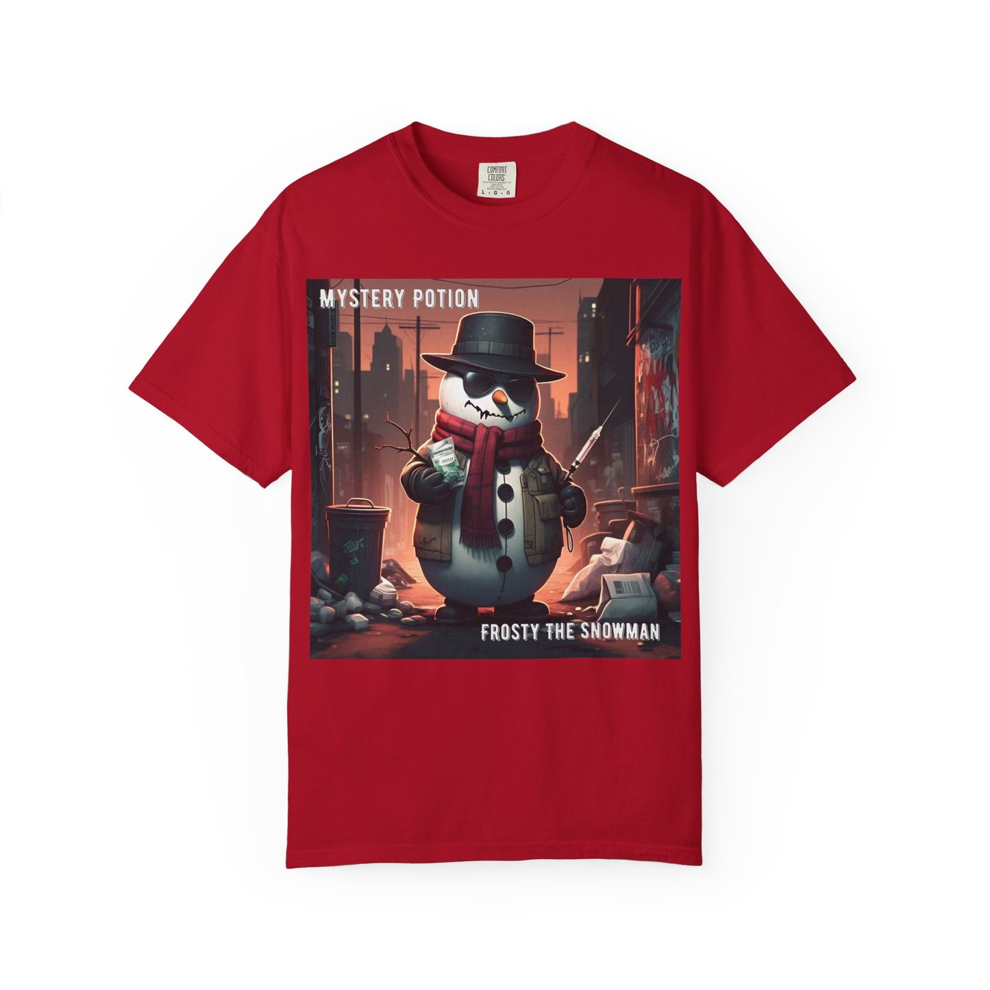 Frosty The Snowman by Mystery Potion, Parody T-Shirt | Unisex Holiday Tee, Winter Decoration, Gift for Christmas, Cozy Casual Style, Fun Snowman Design