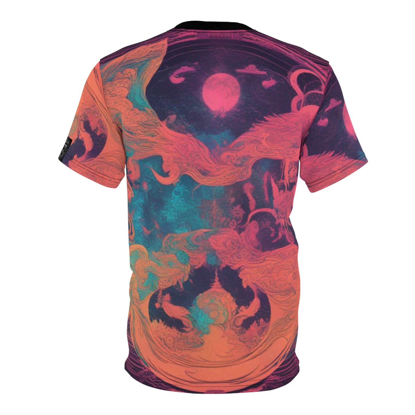 Vibrant Artistic Unisex Tee, Cosmic Graphic Shirt, Unique AOP T-Shirt, Colorful Dreamscape Top, Festival Wear, Statement Fashion