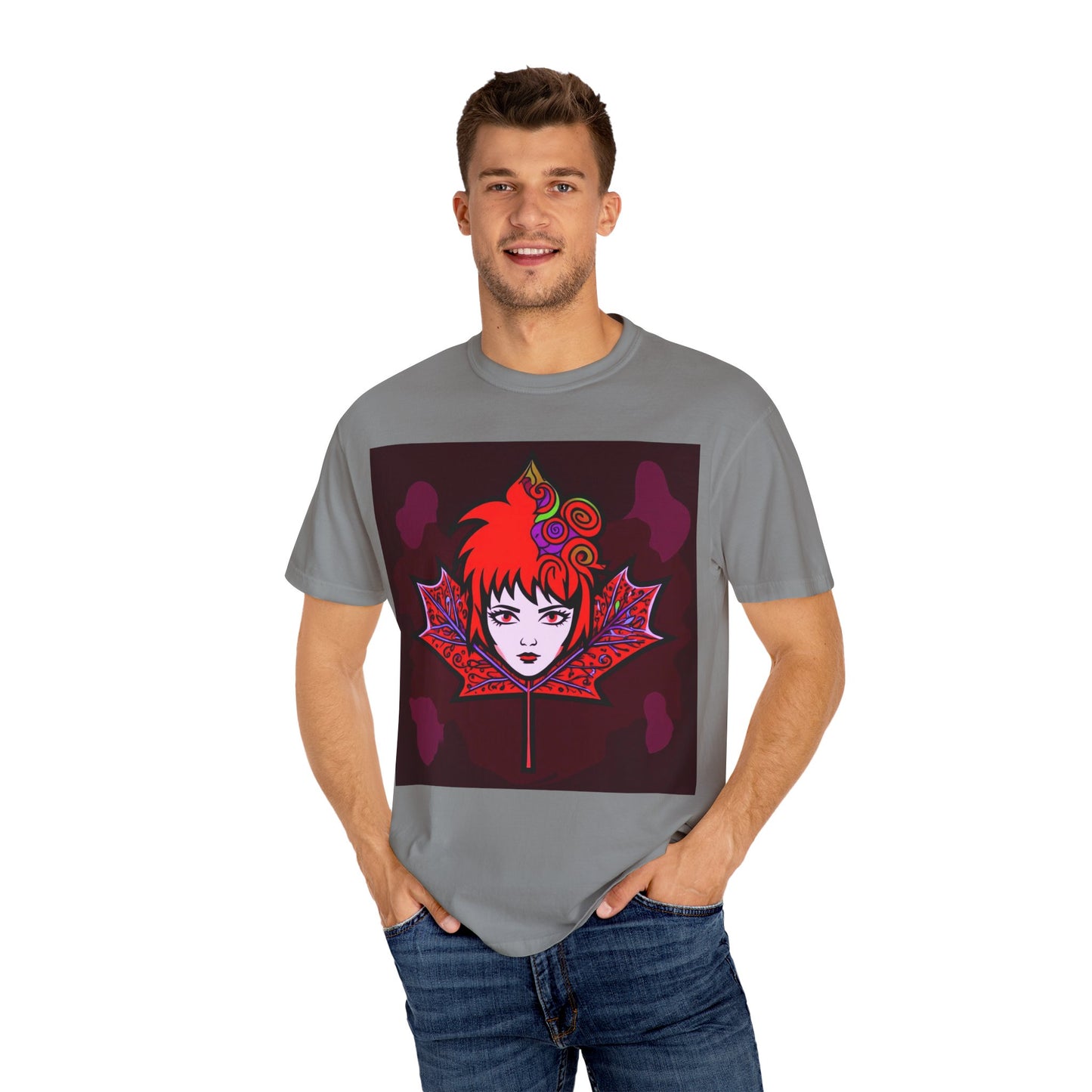 Emily The Maple Leaf Vibrant Art T-Shirt, Bohemian Graphic Tee, Unique Artwear, Gift for Art Lovers, Festival Clothing, Unisex Fashion, Canadian Patriots