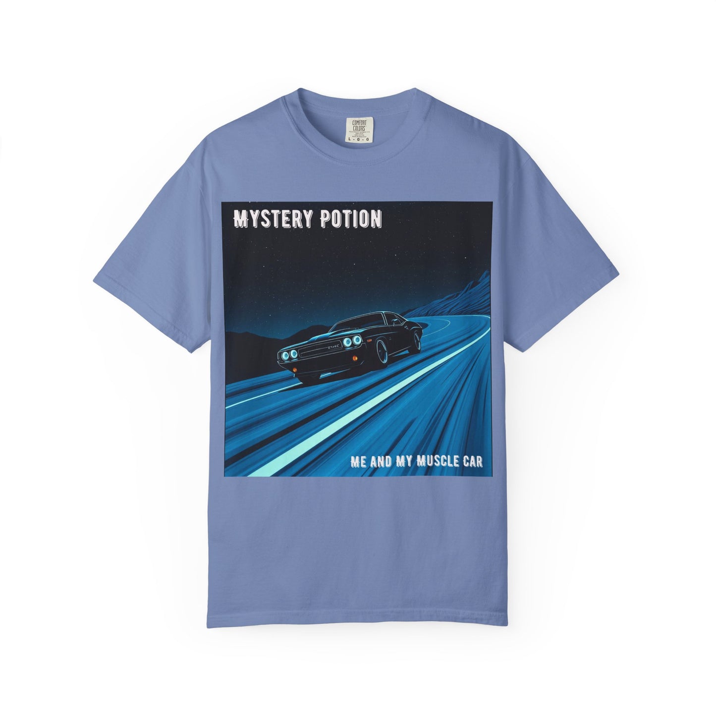 Mystery Potion Muscle Car T-Shirt | Unisex Garment-Dyed Tee, Vintage Car Lover Gift, Perfect for Car Shows, Birthday Gift, Casual Wear