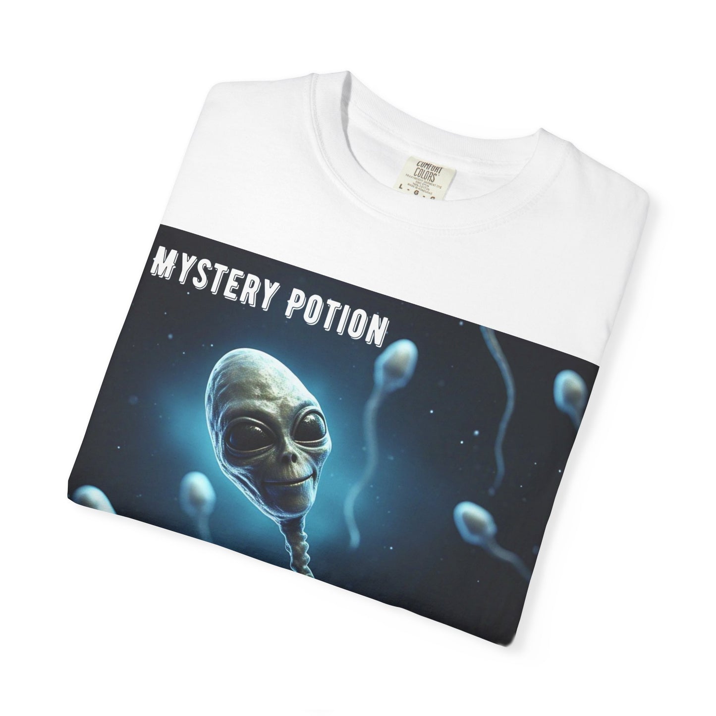 'One Good Day All Answers Will Come To Us' by Mystery Potion, Alien Sperm Tee, Unisex Graphic T-Shirt, Fun Gift for Space Lovers, Cool Casual Wear, Sci-Fi Fashion, Unique Statement Piece