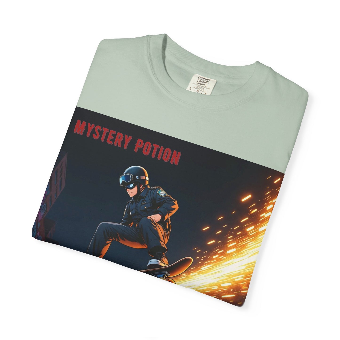 'Stop! He's A Cop!' by Mystery Potion, Skateboard Hardcore Punk T-shirt, Cozy Graphic Tee, Perfect Gift for Skaters, Unisex Streetwear Shirt, Trendy Casual Wear