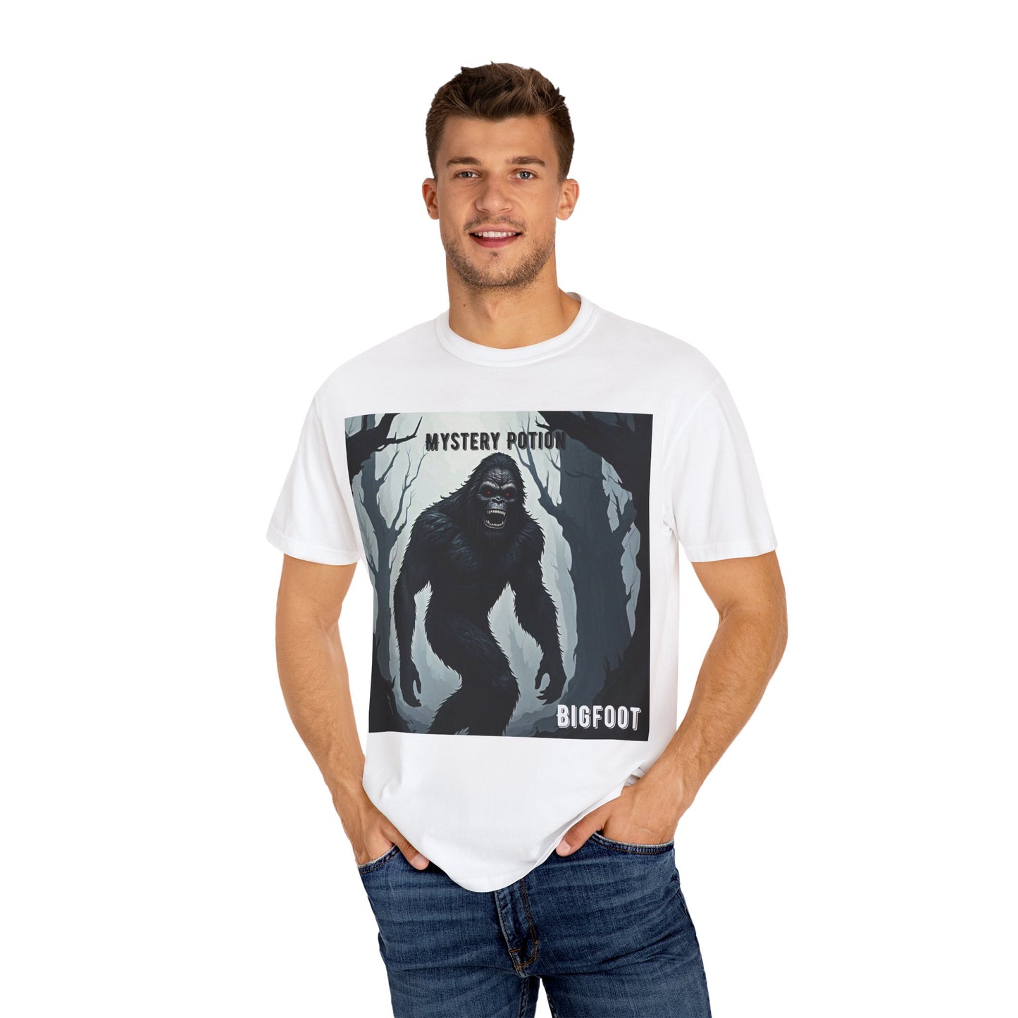 Bigfoot by Mystery Potion T-shirt, Unisex Statement Tee, Gift for Nature Lovers, Outdoor Adventure Shirt, Fun Graphic Tee