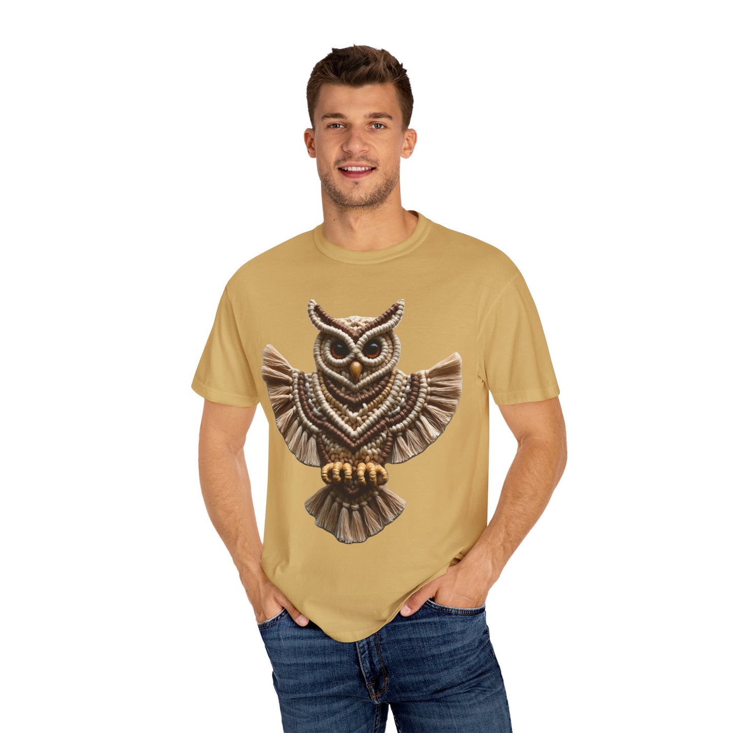 Artistic Macrame Owl T-Shirt, Unisex Graphic Tee, Nature Lover Gift, Bohemian Style Shirt, Wildlife Art Apparel, Unique Owl Design