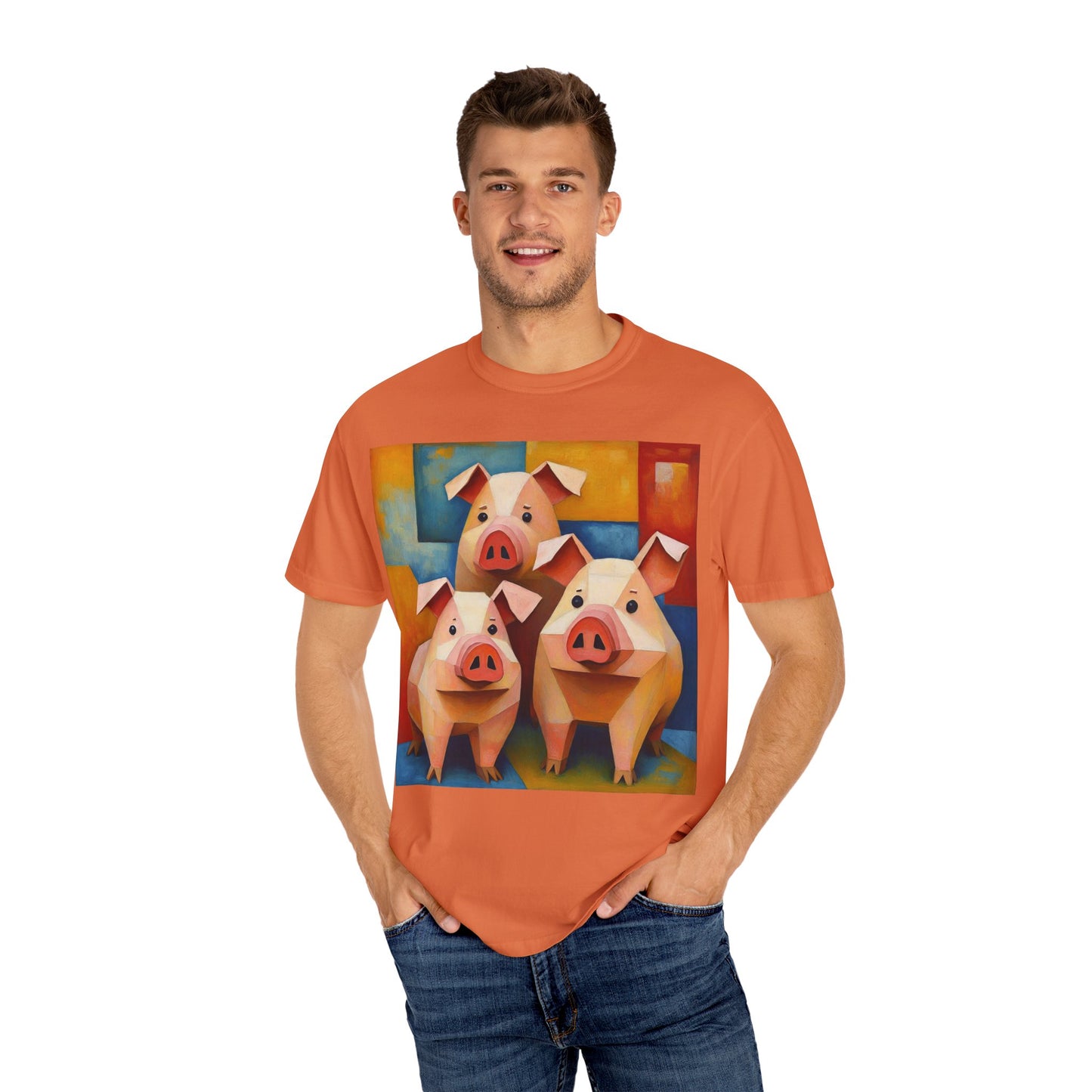 Pig Art T-Shirt, Funny Farm Tee, Animal Lover Gift, Unisex Graphic Tee, Cute Farmhouse Style, Casual Everyday Wear