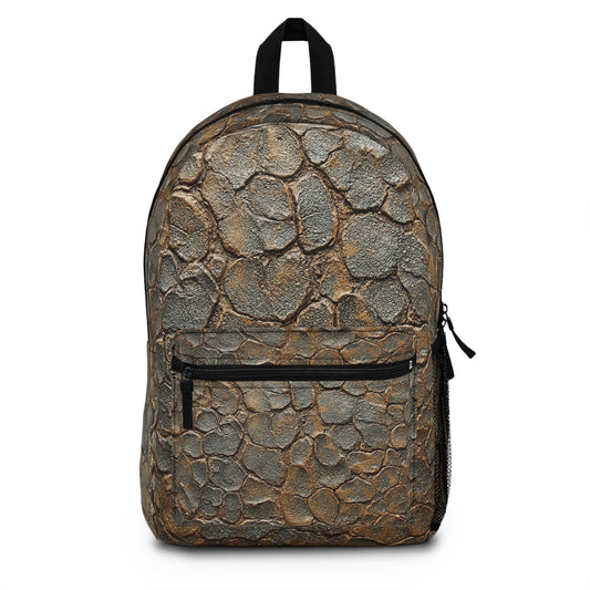 T-Rex Leather Natural Stone Looking Pattern Backpack - Trendy Travel Pack for Students, Hiking, Outdoors, Eco-Friendly Gift