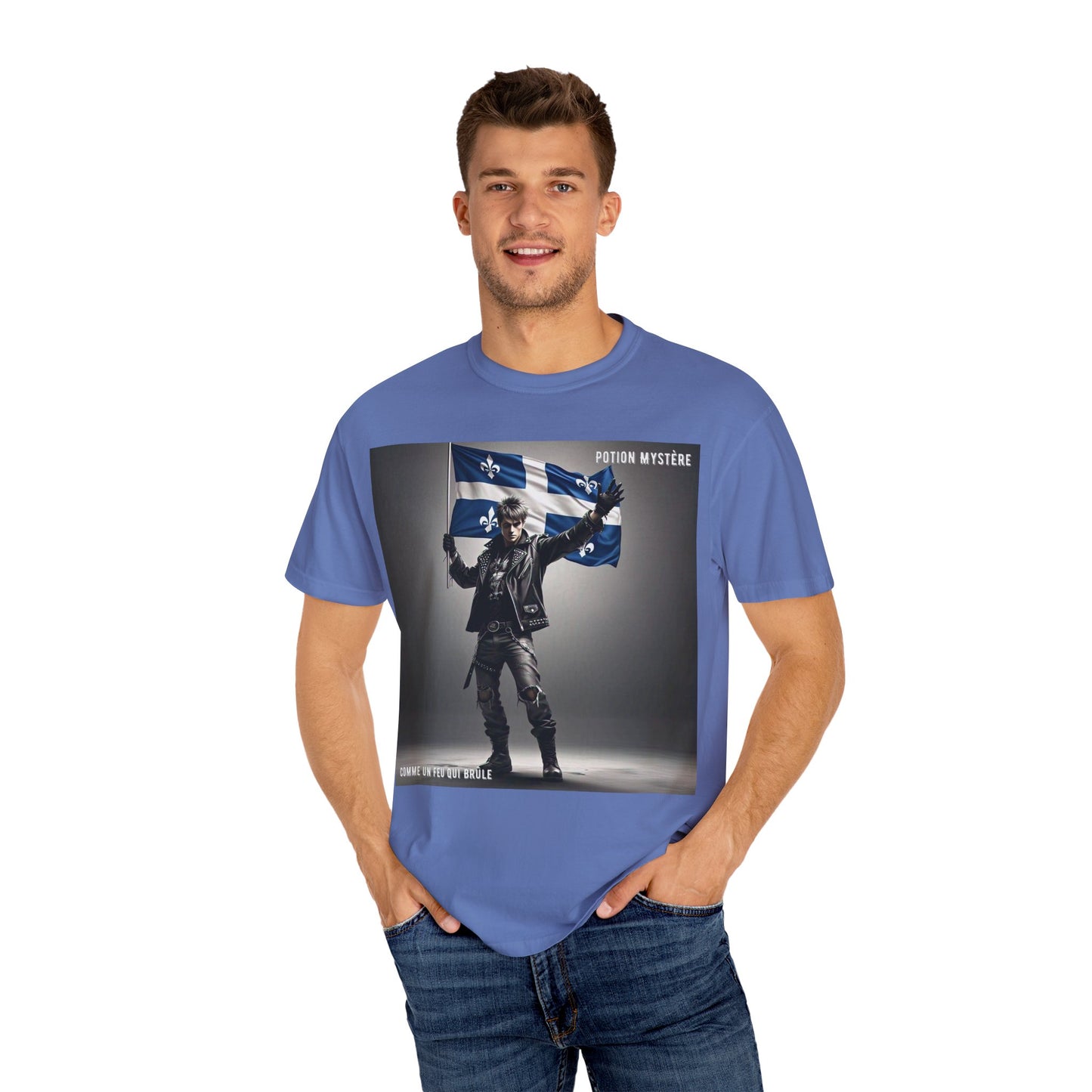 Vibrant Unisex Garment-Dyed T-Shirt, Cozy Casual Wear, Perfect Gift for Men & Women, Statement Tee for Quebec Patriotic Celebrations