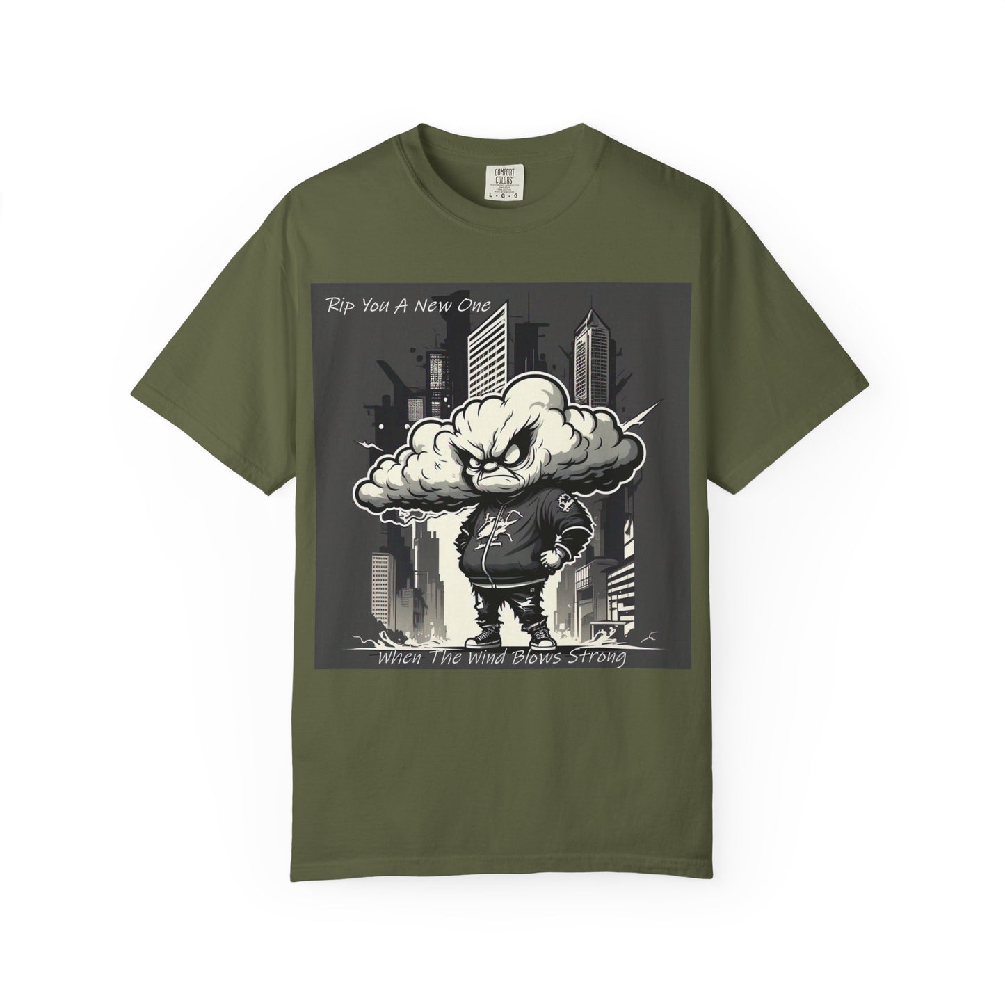 'When The Wind Blows Strong' by Rip You A New One, Urban Angry Cloud Graphic Tee, Cool Casual Wear, Street Style Unisex Shirt, Perfect Gift for Comics Lovers, Everyday Comfort