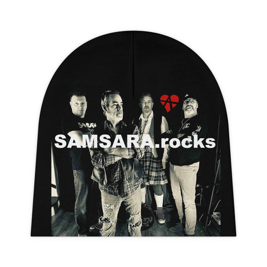 Samsara Rocks Band Baby Beanie | Hip Baby Hat, Cool Baby Accessories, Gift for Music Lovers, Trendy Infant Fashion, Stylish Baby Wear