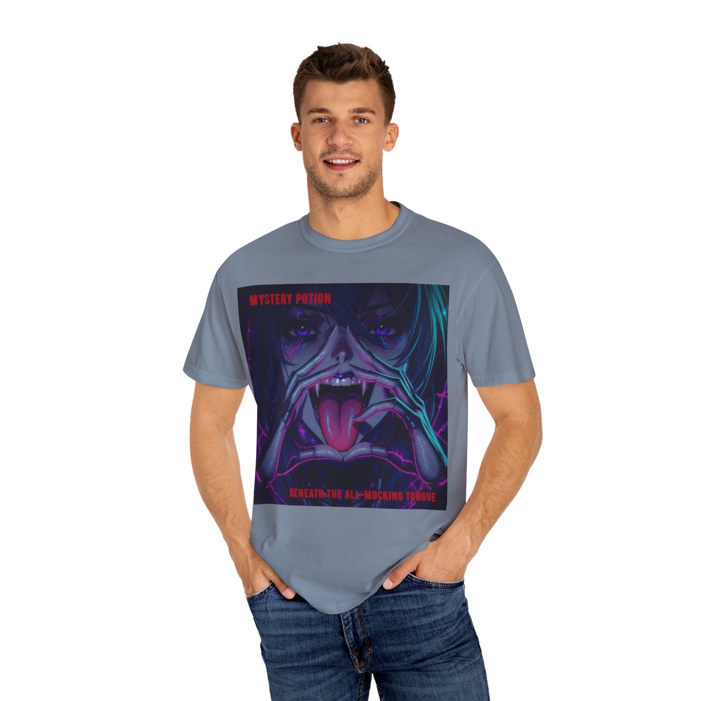 'Beneath The All-Mocking Tongue' by Mystery Potion Unisex Garment-Dyed T-shirt