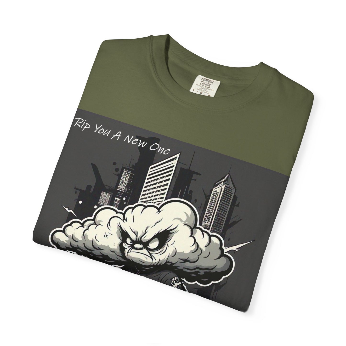 'When The Wind Blows Strong' by Rip You A New One, Urban Angry Cloud Graphic Tee, Cool Casual Wear, Street Style Unisex Shirt, Perfect Gift for Comics Lovers, Everyday Comfort