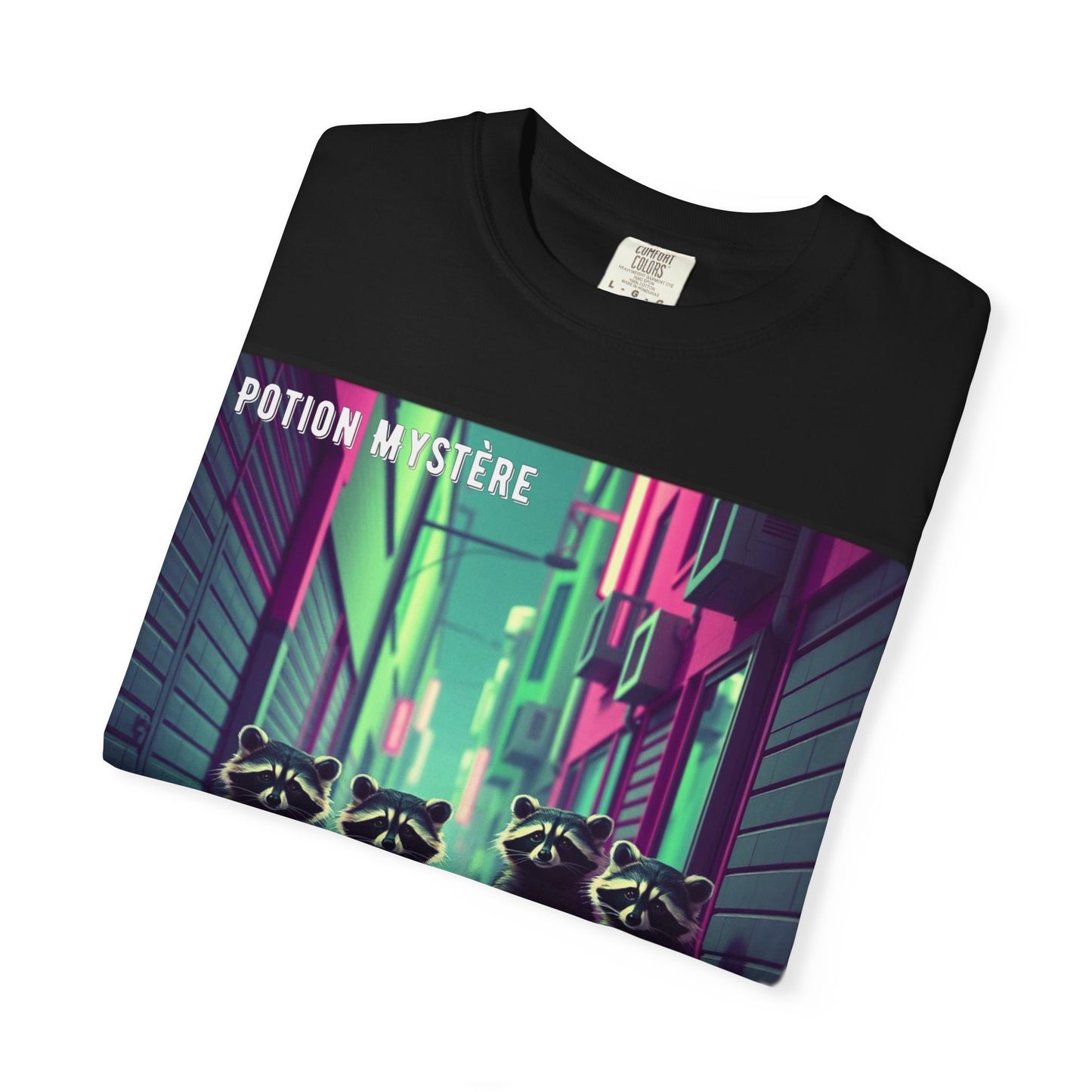 'On Est Né Pour Des Ti Pains' par Potion Mystère, Racoons Graphic Tee for Nature Lovers, Unisex Shirt for Pop Punk Song, Gift for Gamers, Casual Wear, Eco-Friendly Apparel