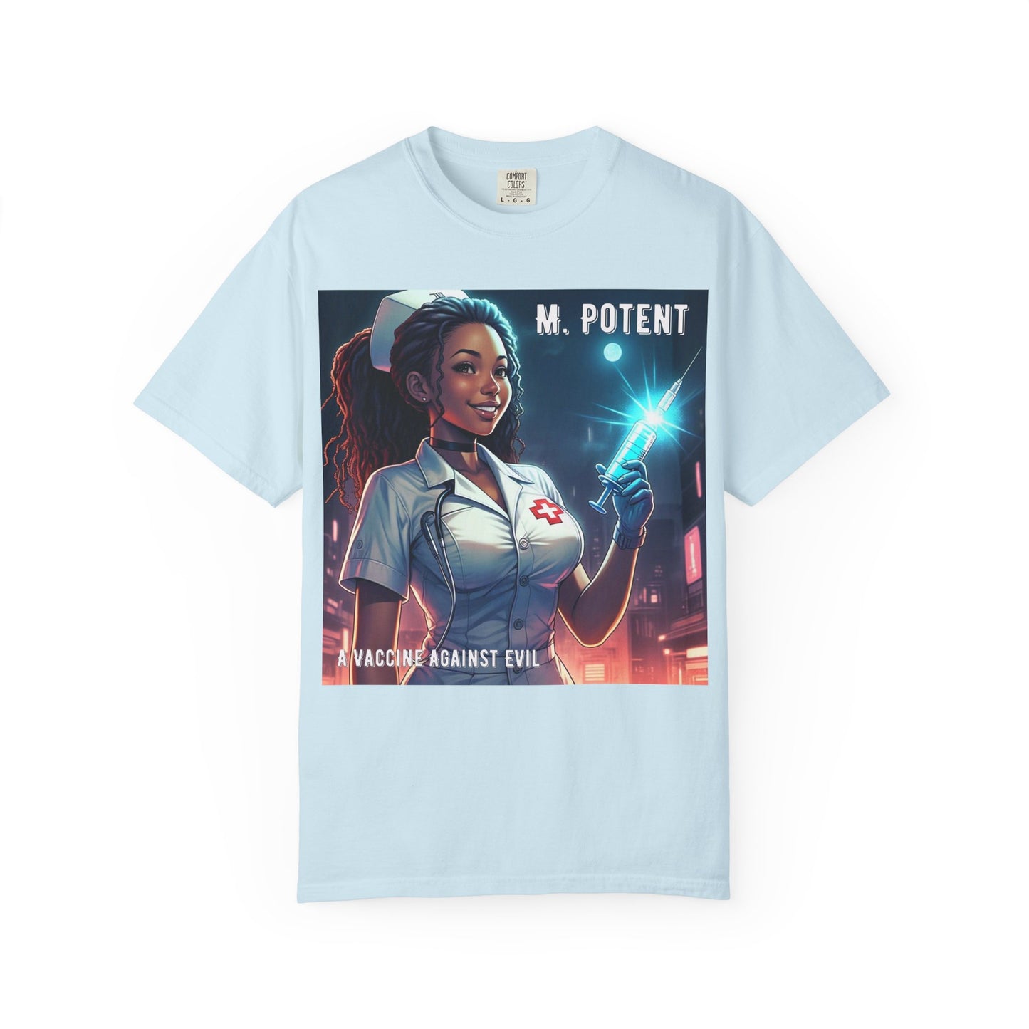 M. Potent's 'A Vaccine Against Evil', Medicine-Themed Unisex T-Shirt, Positive Vibes, Great for Nurses, Vaccination Awareness, Gift for Healthcare Workers