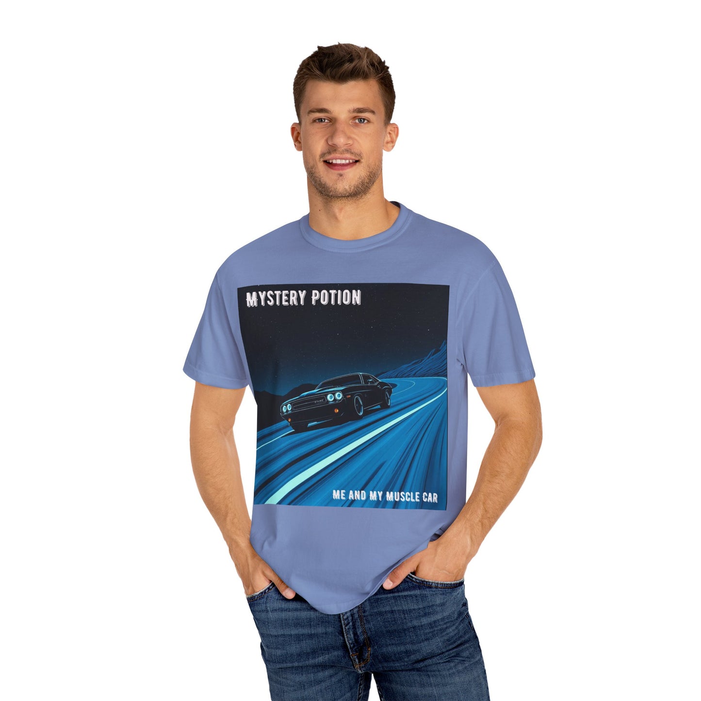 Mystery Potion Muscle Car T-Shirt | Unisex Garment-Dyed Tee, Vintage Car Lover Gift, Perfect for Car Shows, Birthday Gift, Casual Wear