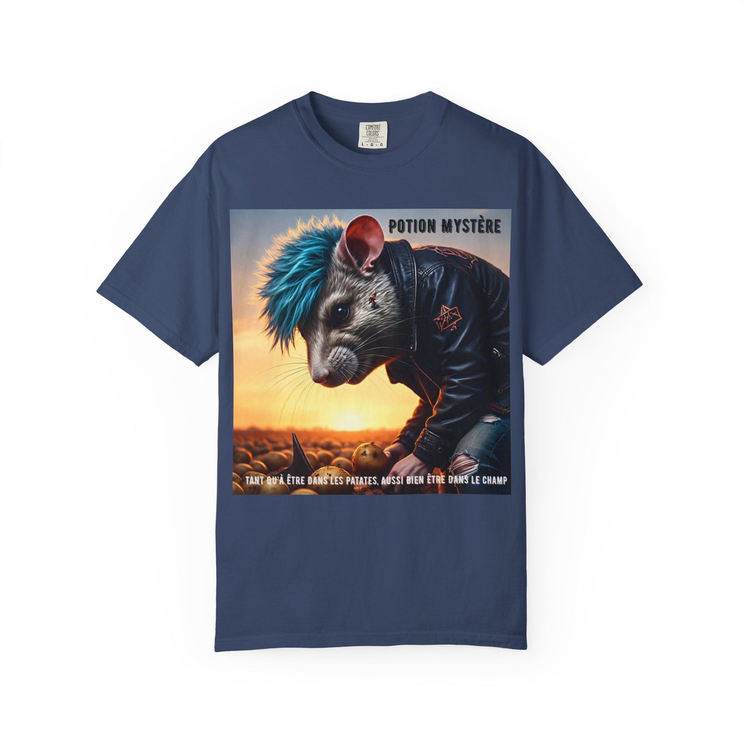 Mystical Punk Rat Toiling The Field Graphic T-Shirt | Unisex, Art Tee, Unique Animal Print, Gift for Animal Lovers, Casual Wear