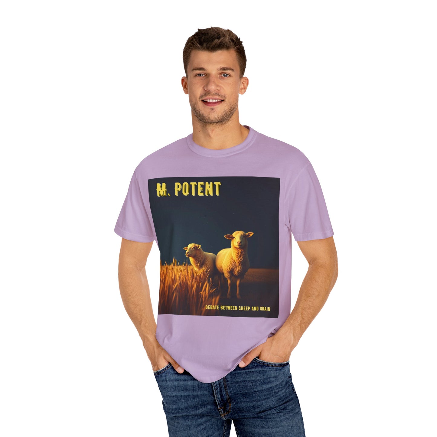 Debate Between Sheep and Grain by M. Potent, Sheep Graphic T-Shirt, Unisex Fashion Top, Farm Life Tee, Gift for Animal Lovers, Casual Everyday Wear