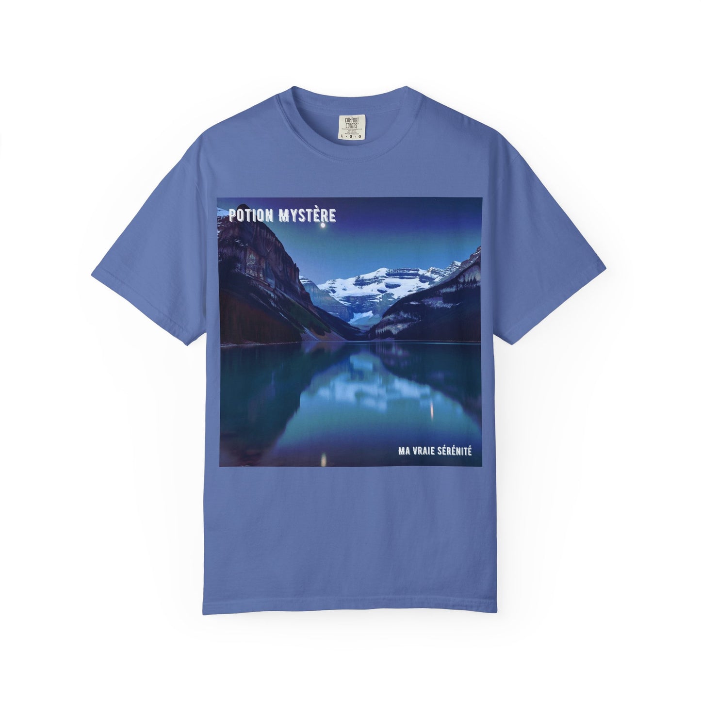 Mystical Lake Louise T-Shirt, Unisex Garment-Dyed Tee, Nature Lover Gift, Serenity in Adventure Apparel, Travel Fashion, Cool Summer Shirt