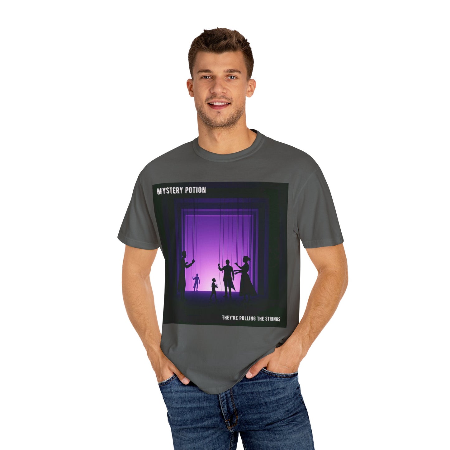 'They're Pulling the Strings' by Mystery Potion, Unisex T-Shirt - Playful Graphic Tee for Creative Souls, Perfect for a Fun Night Out, Gift for Art Lovers, Casual Wear, [...]