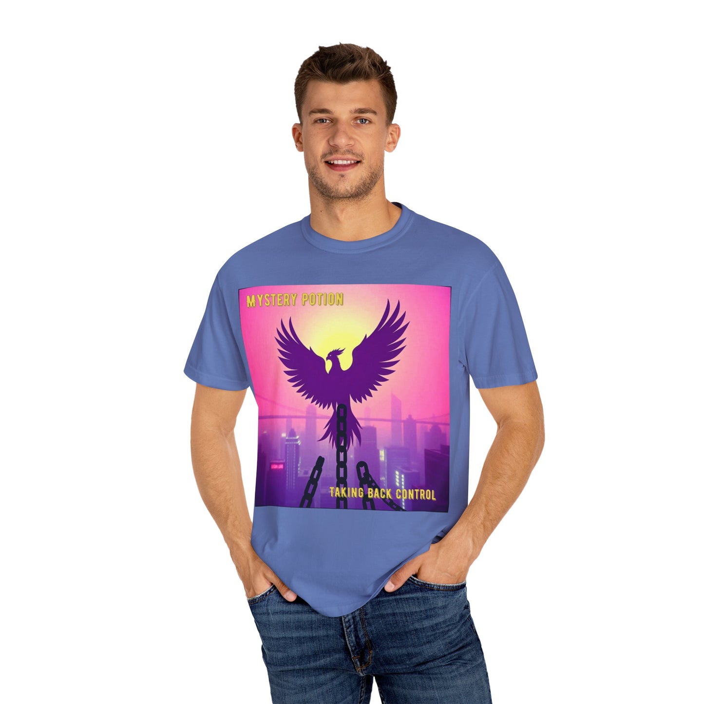 'Taking Back Control' by Mystery Potion, Phoenix Rising, Breaking Chains Unisex T-Shirt - Taking Back Control, Graphic Tee for Casual Wear, Perfect for Festivals, Gifts, and Everyday Style