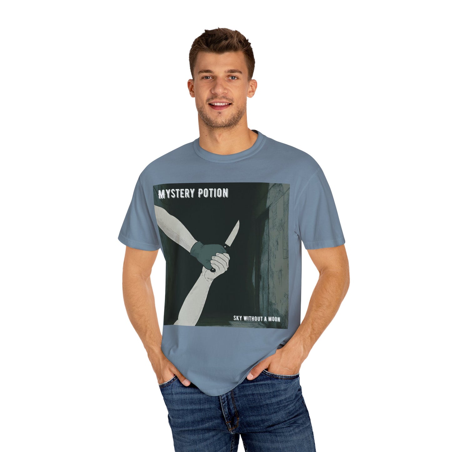 'Sky Without A Moon' by Mystery Potion Graphic Tee | Unisex Casual Wear, Artistic T-shirt, Unique Gift for Friends, Street Style Fashion, Gift for Occasions
