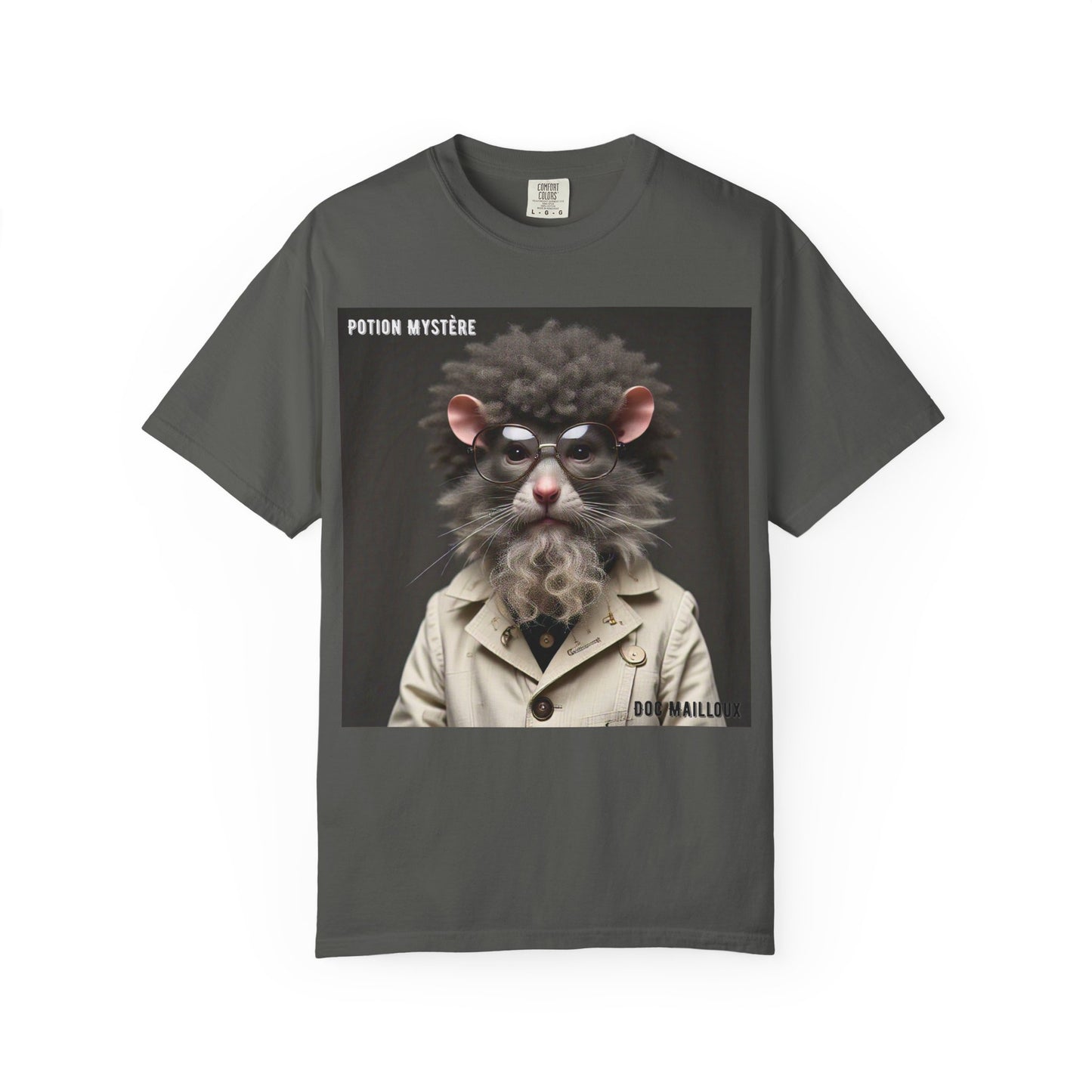 Doc Mailloux by Potion Mystère, Rat Graphic T-Shirt, Unisex Funny Tee, Gift for Animal Lovers, Unique Vintage Style Clothing, Statement Tee for Parties