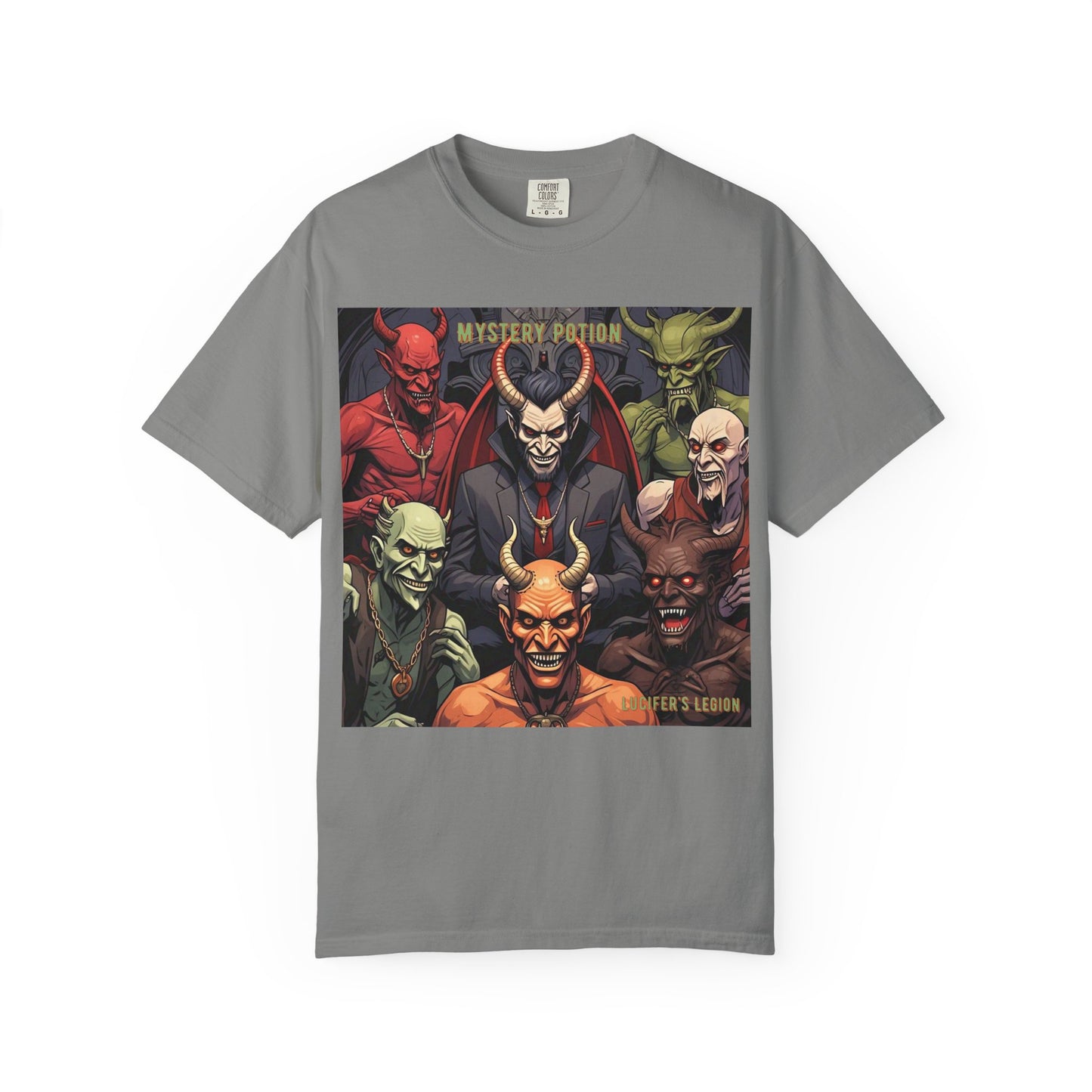 'Lucifer's Legion' by Mystery Potion, Unisex T-Shirt, Devil-Inspired Tee, Halloween Shirt, Comic Book Merch, Gift for Fans