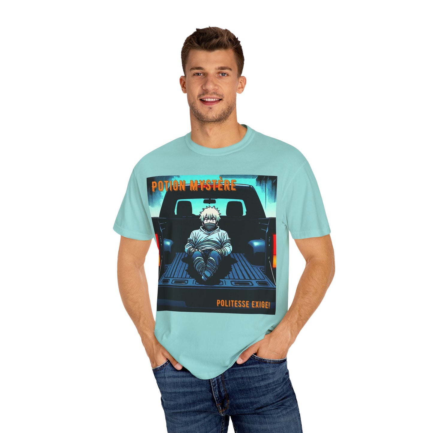 'Politesse Exige' par Potion Mystère, Retro Graphic T-Shirt for Anime Lovers, Casual Wear, Unique Gift, Streetwear, Unisex Tee, Hands and Fee Tied