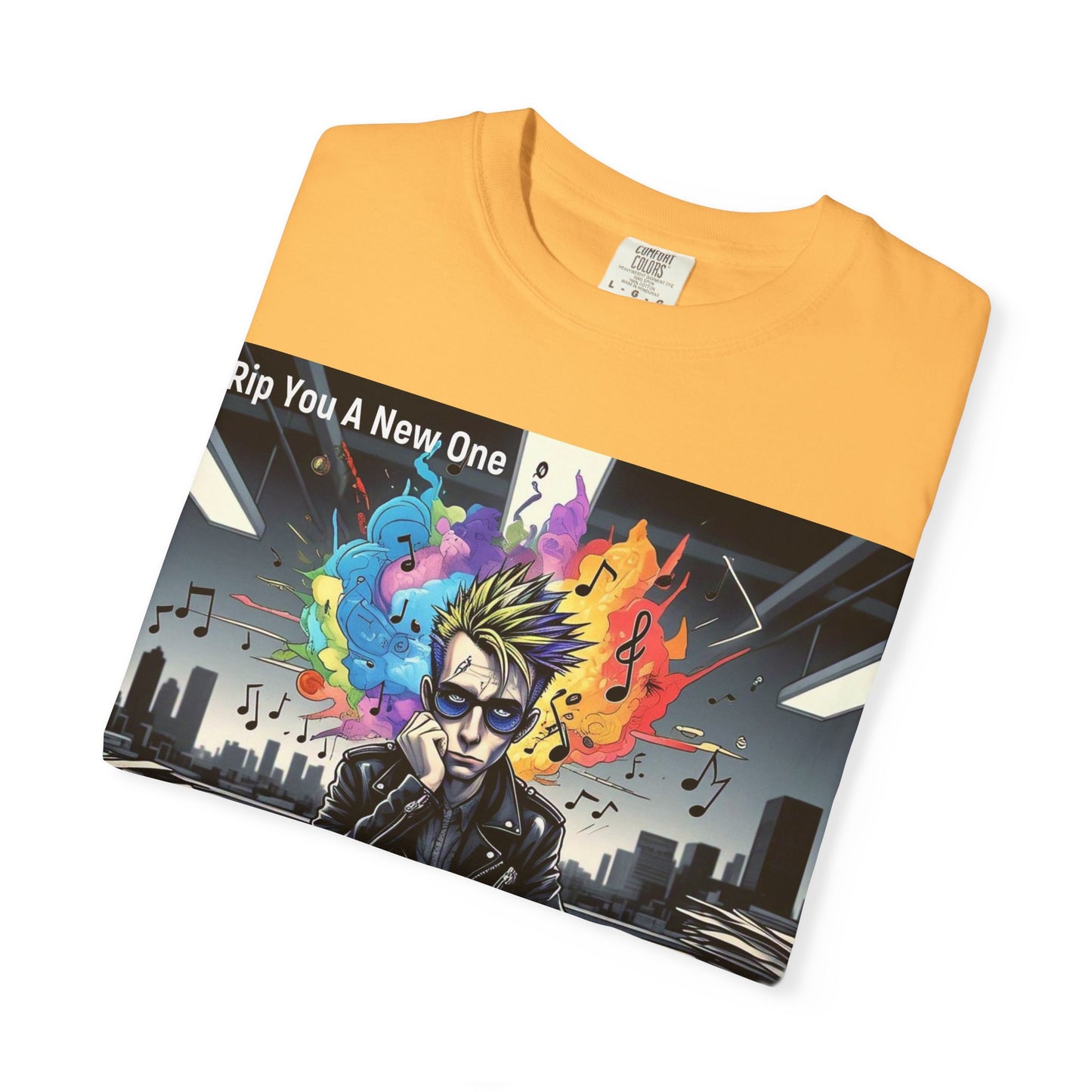 Colorful Creative T-Shirt - Rip You A New One Graphic Tee, Unisex Design for Artists, Music Lovers, Gift for Holidays, Casual Wear