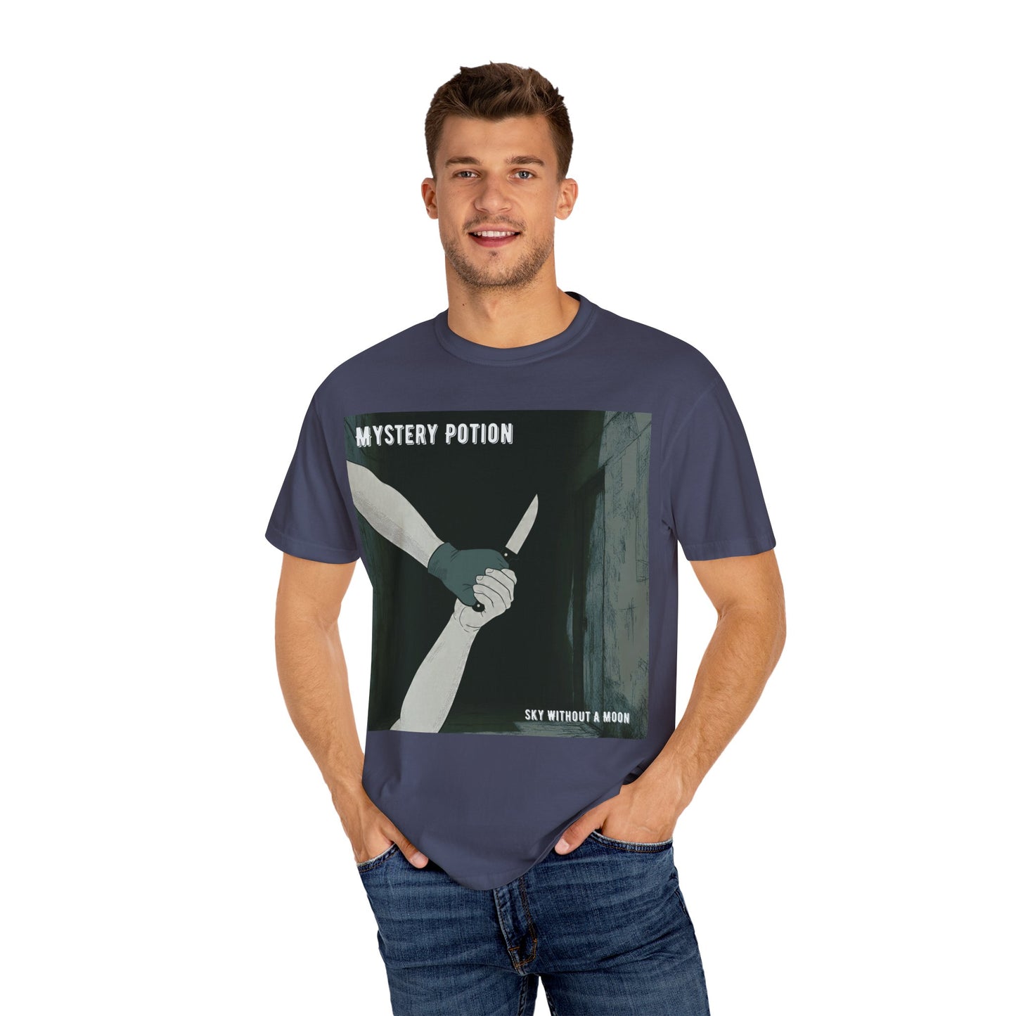 'Sky Without A Moon' by Mystery Potion Graphic Tee | Unisex Casual Wear, Artistic T-shirt, Unique Gift for Friends, Street Style Fashion, Gift for Occasions