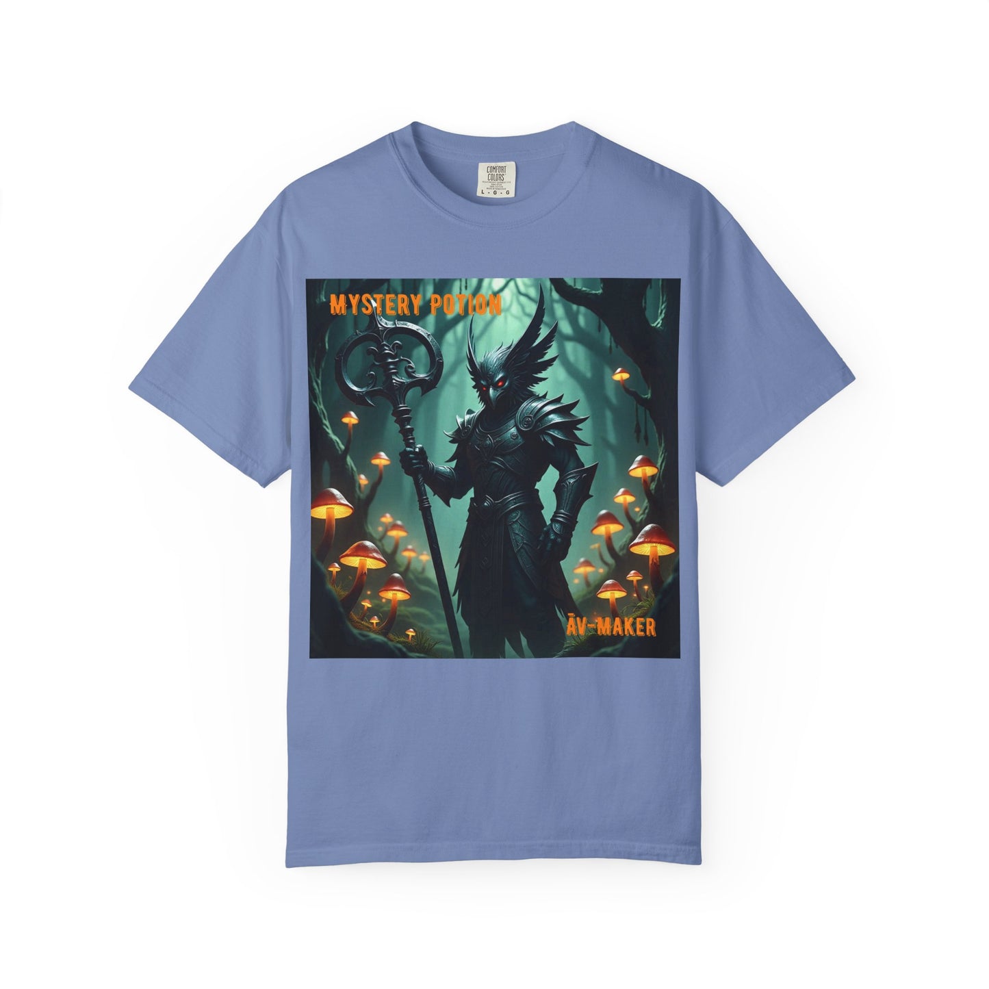 Mystical Āv-Maker Unisex Garment-Dyed T-shirt, Fantasy Apparel, Gift for Gamers, Witchy T-shirt, Mystery Potion Design, Unisex Tee