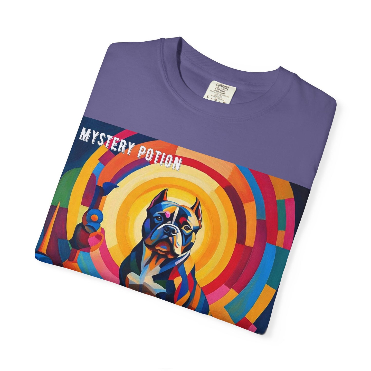 'My Bully Is A Saint' by Mystery Potion Colorful Dog Art T-shirt, Unisex Graphic Tee by Mystery Potion, Perfect for Pet Lovers, Comfy Casual Wear, Great Gift for Dog Lovers
