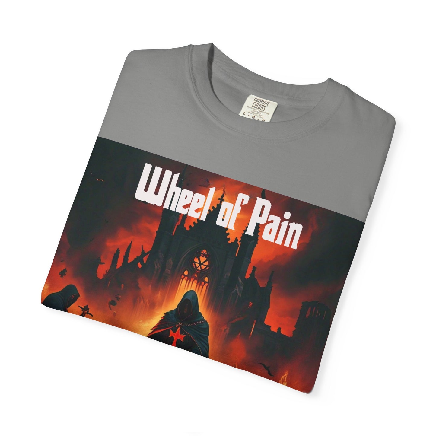 Wheel of Pain Gothic Templar Graphic T-Shirt, Unisex Tee for Fans, Cool Gift for Music Lovers, Halloween Shirt, Retro Vintage Style