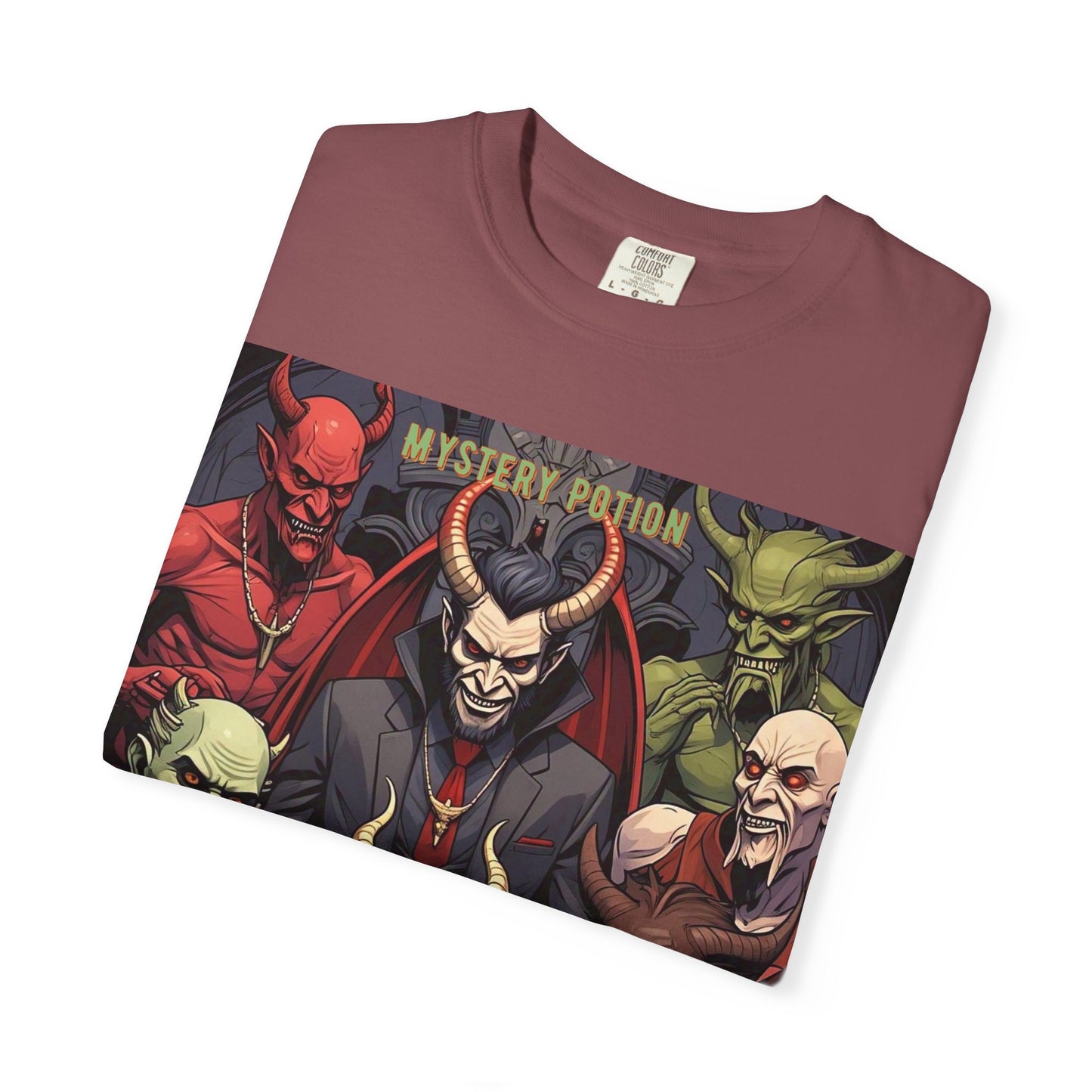 'Lucifer's Legion' by Mystery Potion, Unisex T-Shirt, Devil-Inspired Tee, Halloween Shirt, Comic Book Merch, Gift for Fans