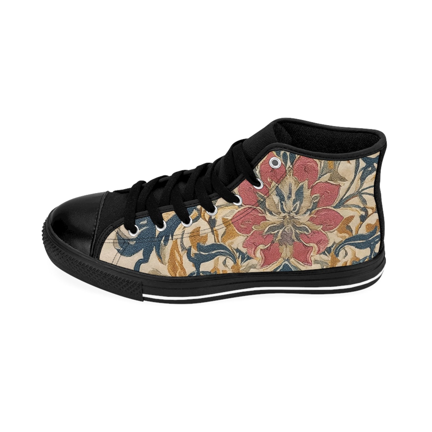 Stylish Floral High-Top Sneakers, Trendy Casual Footwear for Women, Comfortable Everyday Shoes, Unique Gift Idea, Summer Fashion Footwear