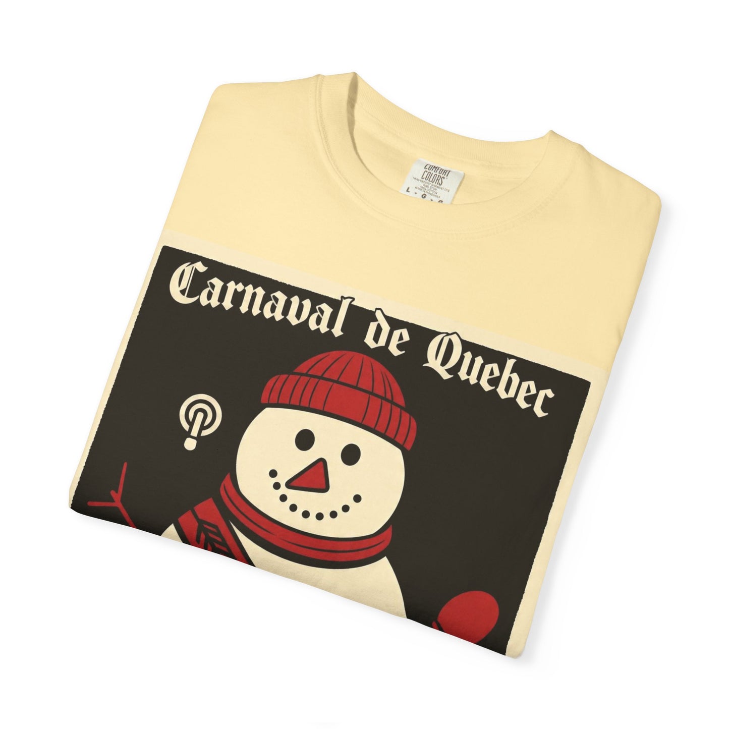 Quebec Carnaval Vintage Snowman Biker Lore Rocker T-Shirt, Cozy Winter Apparel, Unisex Snowman Graphic Tee, Festive Celebration Shirt, Winter Holiday Gift