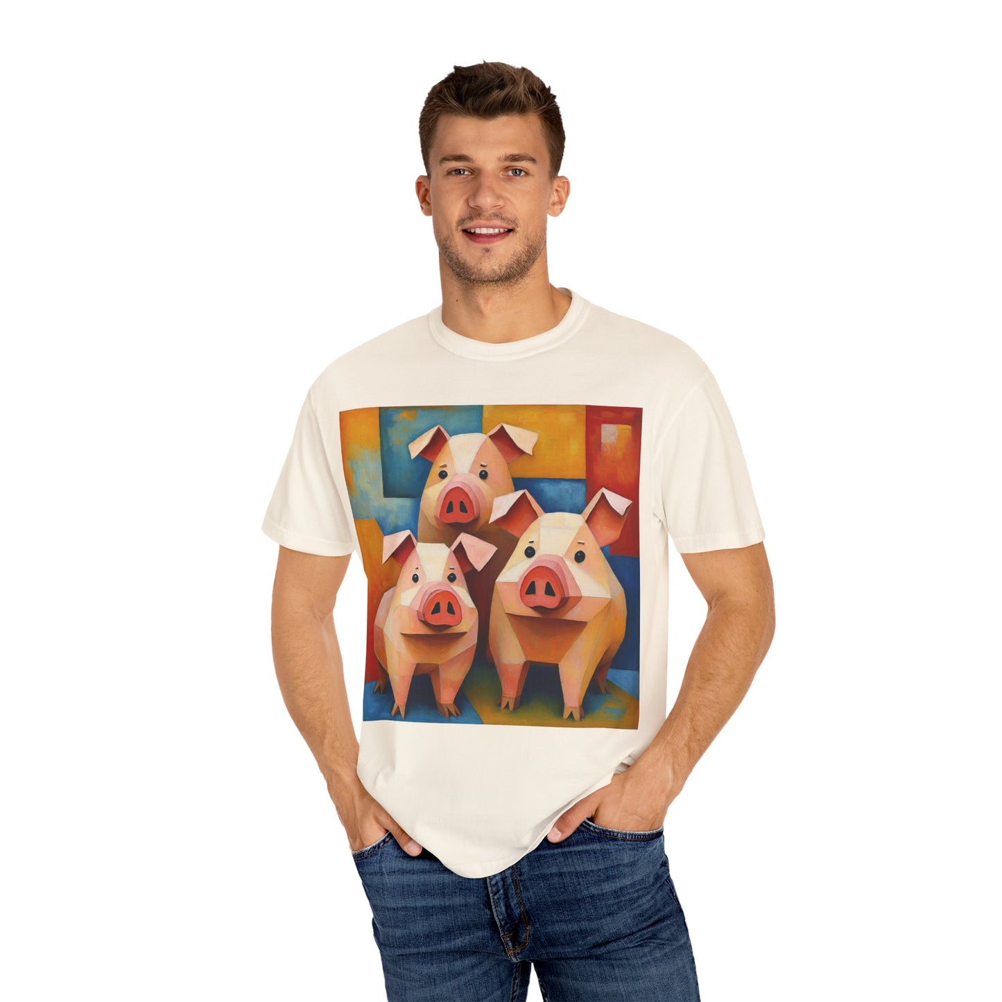 Pig Art T-Shirt, Funny Farm Tee, Animal Lover Gift, Unisex Graphic Tee, Cute Farmhouse Style, Casual Everyday Wear