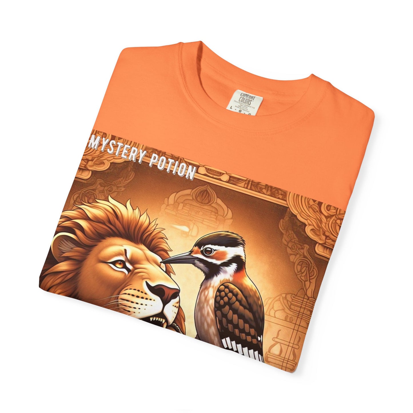 Mystical Lion & Bird T-Shirt | Unique Graphic Tee, Unisex Apparel, Gift for Nature Lovers, Bohemian Style, Festival Wear