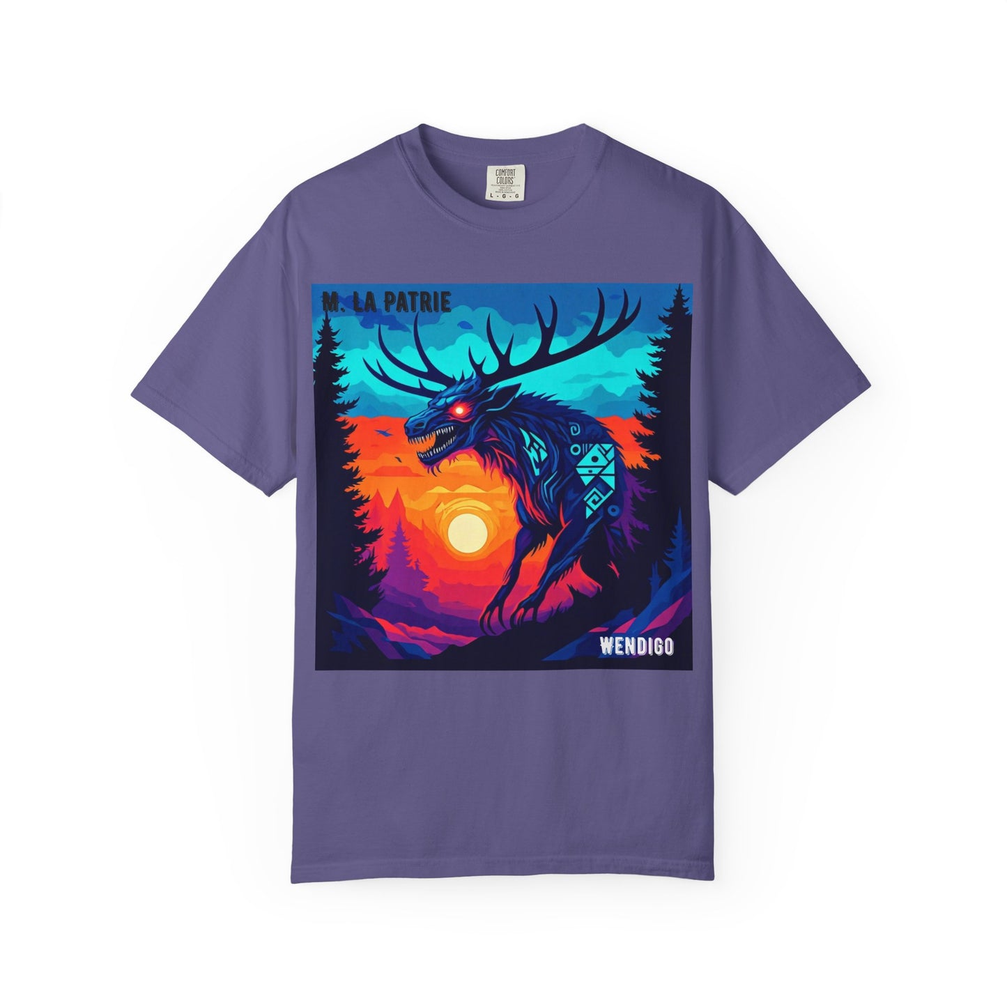 'Wendigo' par M. La Patrie, Vibrant First Nations Style Graphic T-Shirt, Unique Art Tee for Nature Lovers, Gift for Halloween, Cozy Casual Wear, Unisex Shirt
