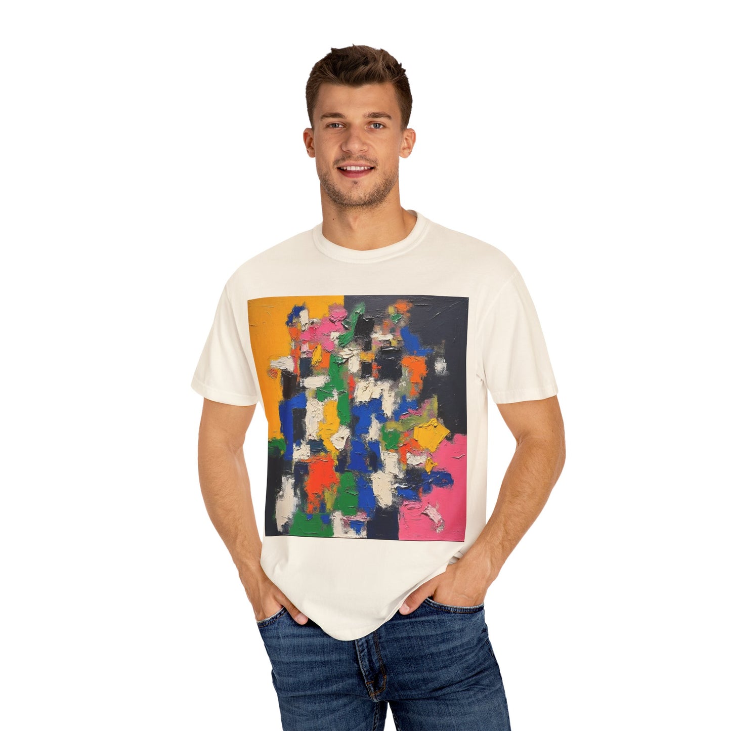 Vibrant Abstract Art Unisex T-Shirt, Colorful Graphic Tee, Casual Wear, Trendy Gift for Art Lovers, Perfect for Summer Festivals