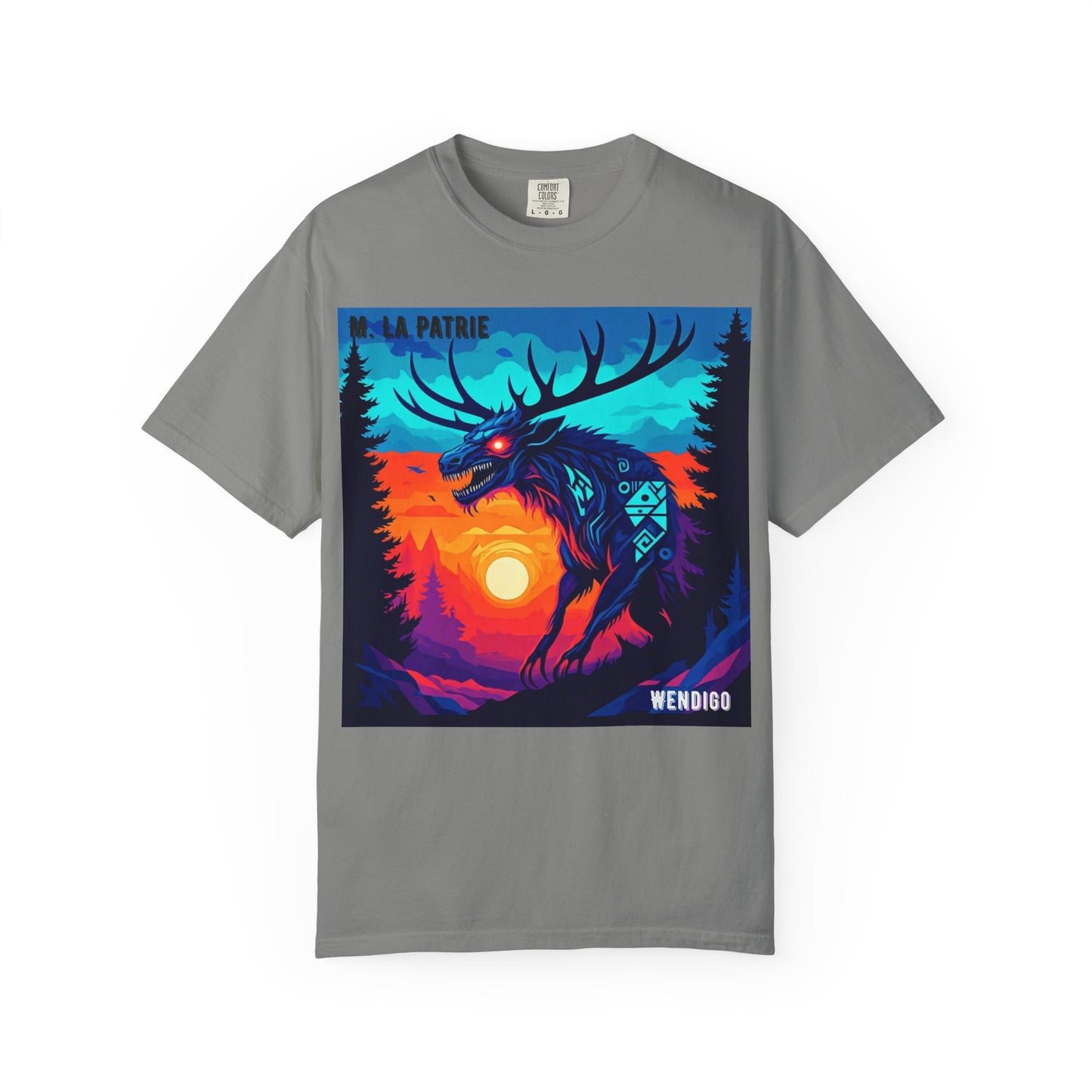 'Wendigo' par M. La Patrie, Vibrant First Nations Style Graphic T-Shirt, Unique Art Tee for Nature Lovers, Gift for Halloween, Cozy Casual Wear, Unisex Shirt