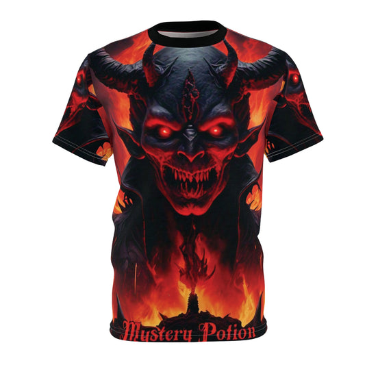 Demon Graphic Tee, Unisex Cut & Sew Shirt, Mystical Apparel, Halloween Costume, Dark Fantasy Clothing, Unique Gift Idea