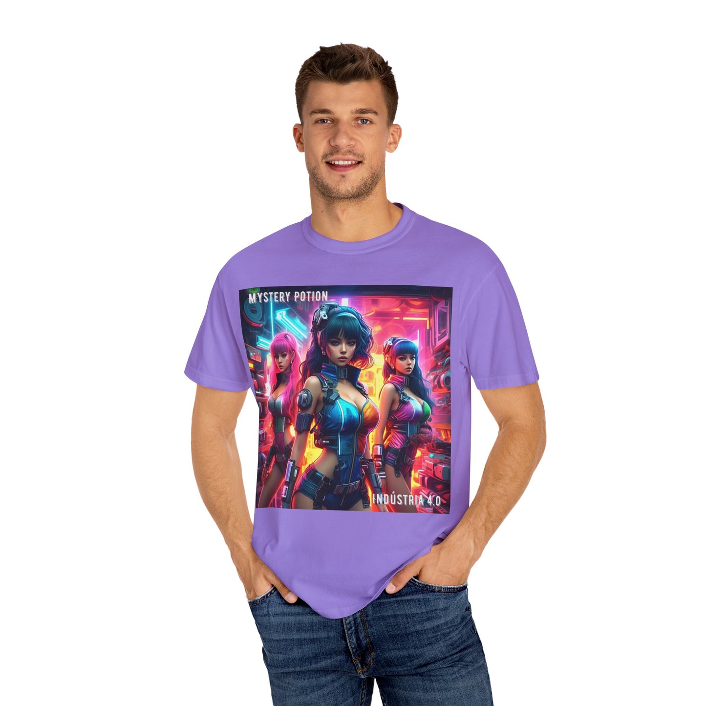 'Indústria 4.0' by Mystery Potion Unisex Garment-Dyed T-shirt, Cyberpunk T-shirt, Gamer Apparel, Unique Graphic Tee, Gift for Fans