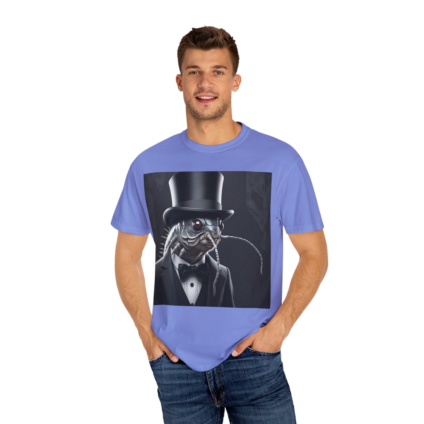 Whimsical Silver Fish Gentleman T-shirt | Fun Gift for Aquatic Lovers, Unique Humor Shirt, Casual Wear, Creative Outfit