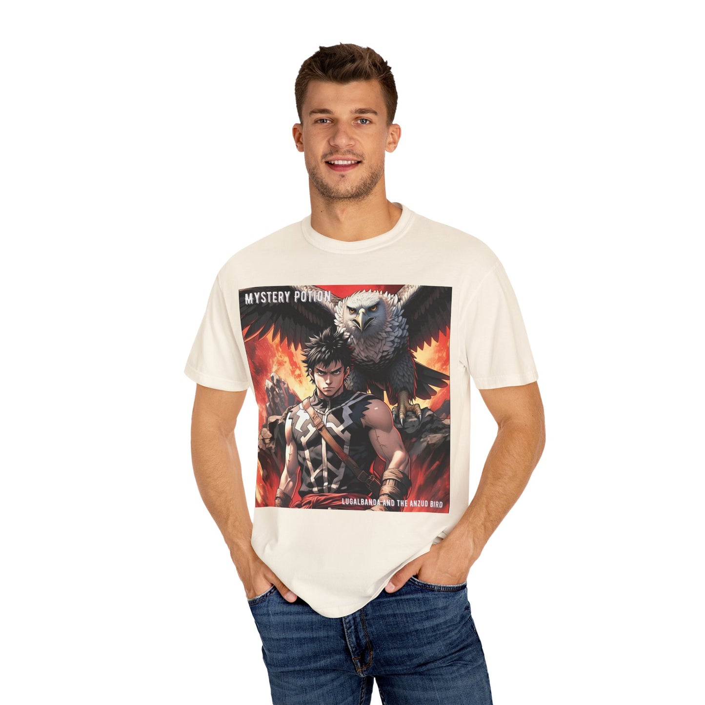Unisex Anime Graphic T-Shirt, Mystery Potion Art Tee, Vintage Style, Casual Wear, Gift for Fans, Streetwear Apparel